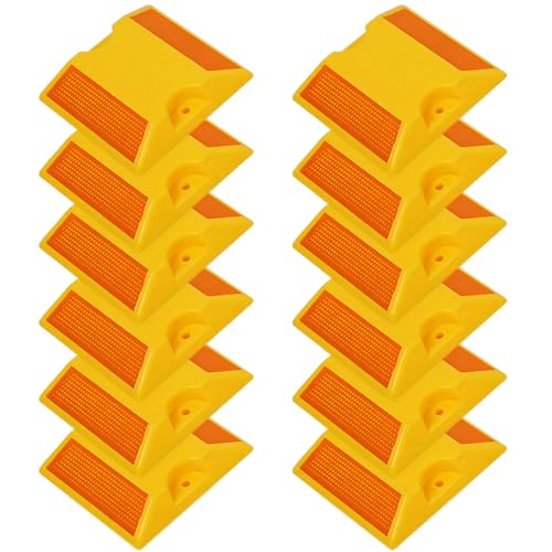 Comboss Road Reflectors 12 Pack 4 by 4 inch Street Pavement and Asphalt Stud Markers Great for Speed Bumps Sidewalks Pedestrian Crossings Freeways and Driveways (Yellow)